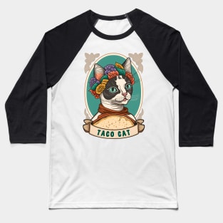 Taco Cat Cinco De Mayo Funny Floral Cat Lover Mexican Fiesta Baseball T-Shirt